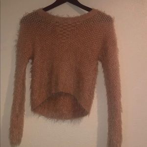 Girls Fluffy Sweater light pink/tan